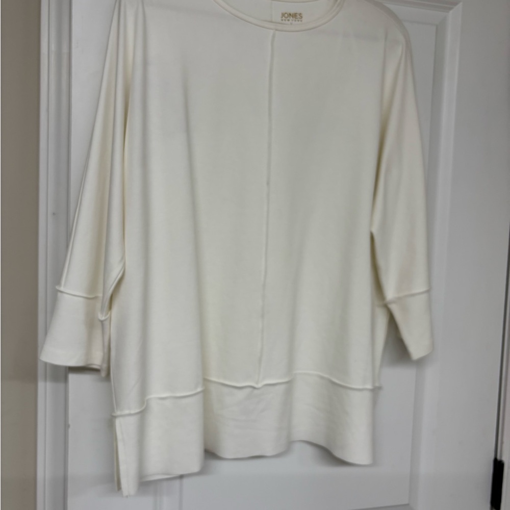 Jones New York Cream 3/4 Sleeve Oversized Tunic